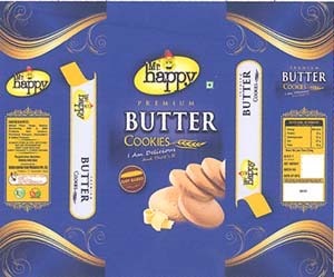 MR. HAPPY PREMIUM BUTTER COOKIES (and logo) trademark logo