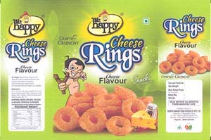 MR. HAPPY CHEESE RINGS (and logo) trademark logo