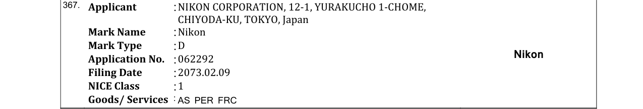 Original bulletin entry for Nikon