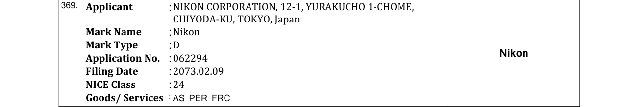 Original bulletin entry for Nikon