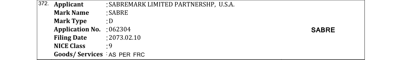 Original bulletin entry for SABRE