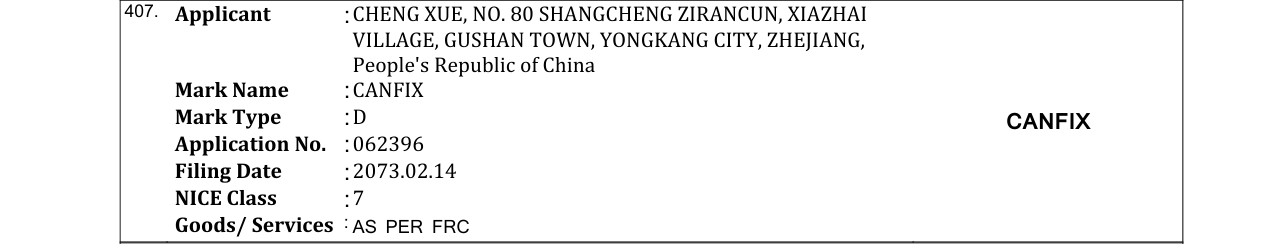 Original bulletin entry for CANFIX