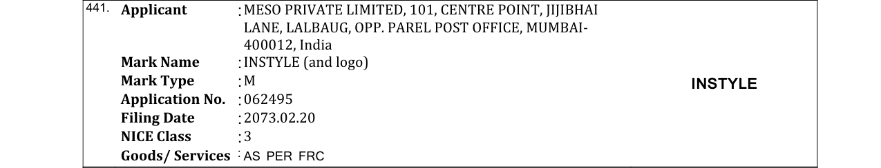 Original bulletin entry for INSTYLE (and logo)