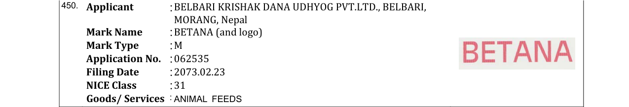 Original bulletin entry for BETANA (and logo)