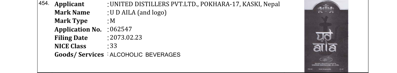 Original bulletin entry for U D AILA (and logo)