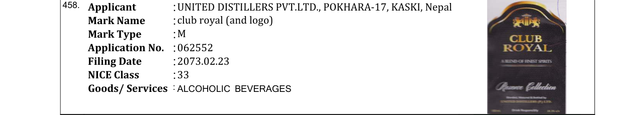 Original bulletin entry for club royal (and logo)
