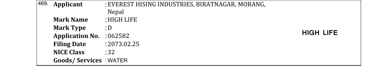 Original bulletin entry for HIGH LIFE