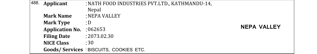 Original bulletin entry for NEPA VALLEY