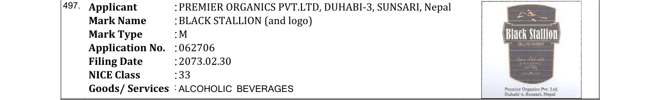 Original bulletin entry for BLACK STALLION (and logo)