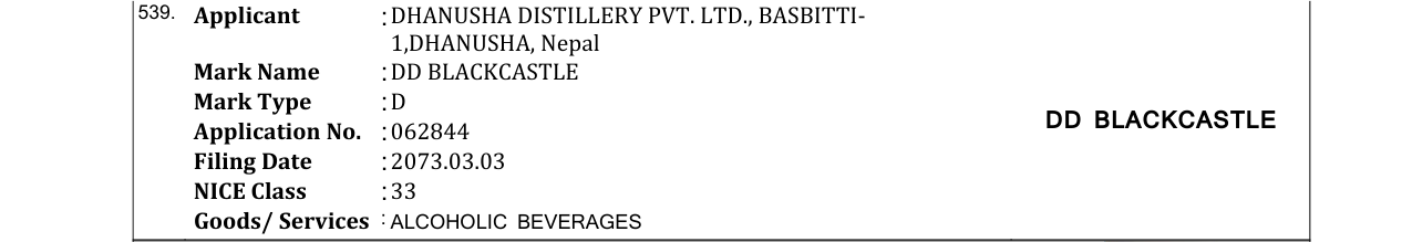 Original bulletin entry for DD BLACKCASTLE