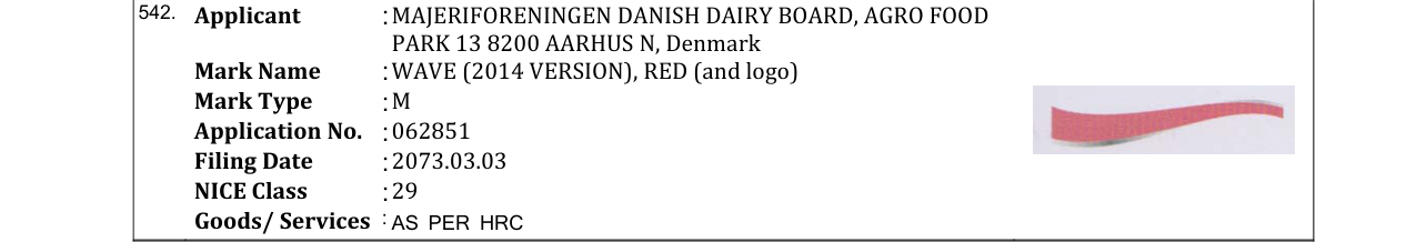 Original bulletin entry for WAVE (2014 VERSION), RED (and logo)