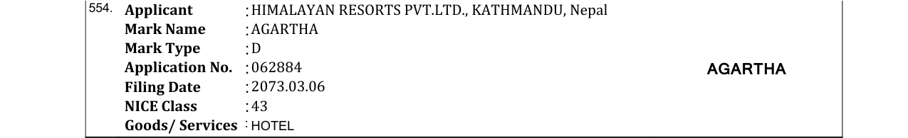 Original bulletin entry for AGARTHA