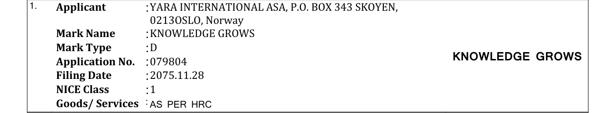Original bulletin entry for KNOWLEDGE GROWS