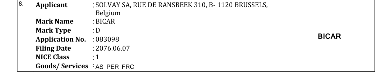 Original bulletin entry for BICAR
