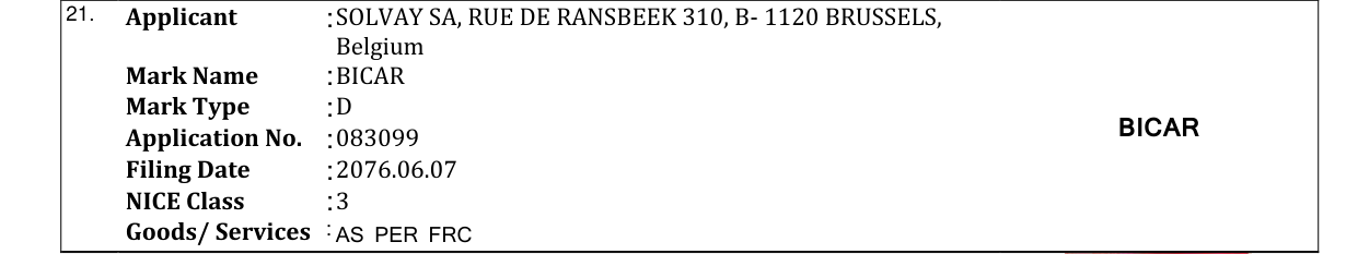 Original bulletin entry for BICAR