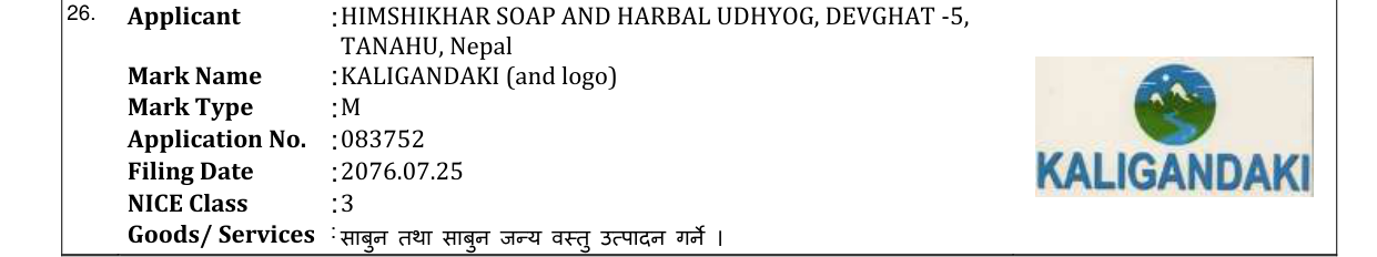 Original bulletin entry for KALIGANDAKI (and logo)