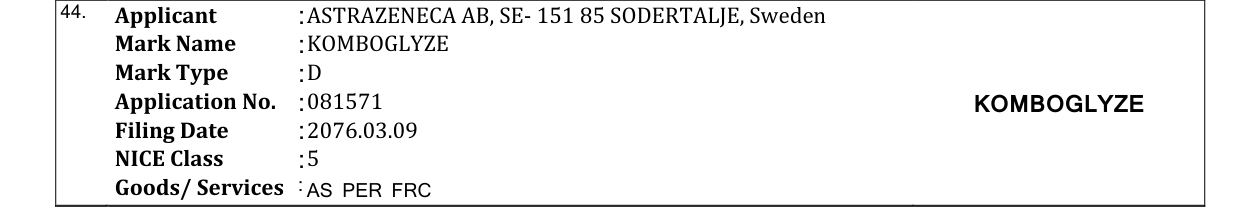 Original bulletin entry for KOMBOGLYZE