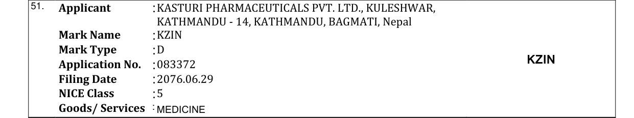 Original bulletin entry for KZIN