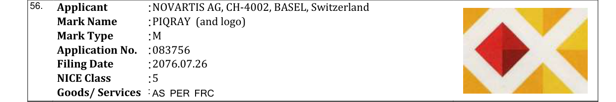Original bulletin entry for PIQRAY (and logo)