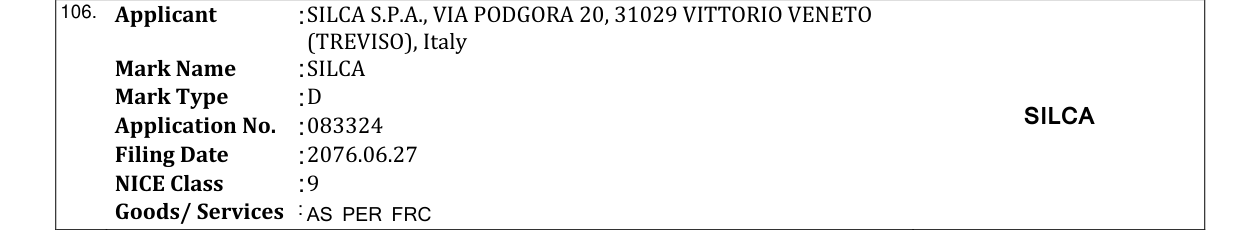 Original bulletin entry for SILCA