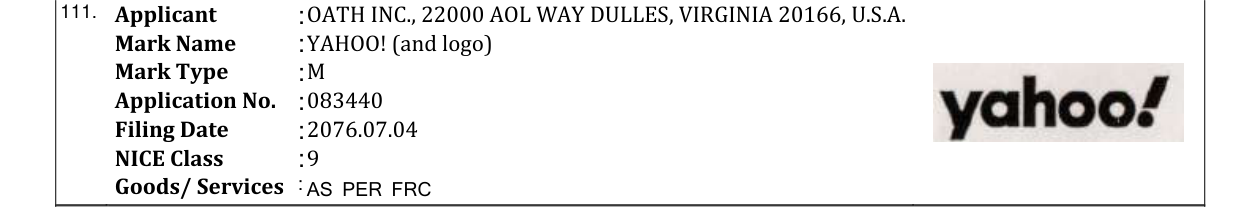 Original bulletin entry for YAHOO! (and logo)