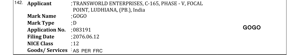 Original bulletin entry for GOGO
