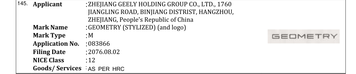 Original bulletin entry for GEOMETRY (STYLIZED) (and logo)