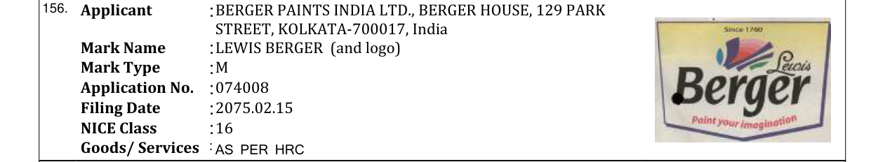 Original bulletin entry for LEWIS BERGER (and logo)