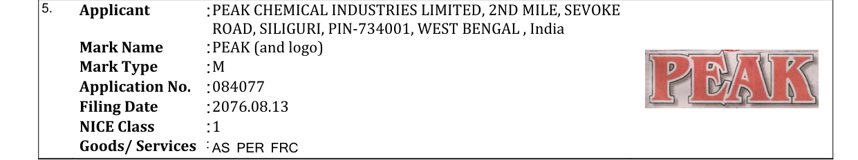 Original bulletin entry for PEAK (and logo)