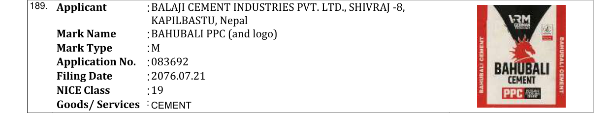 Original bulletin entry for BAHUBALI PPC (and logo)