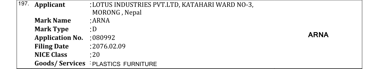 Original bulletin entry for ARNA