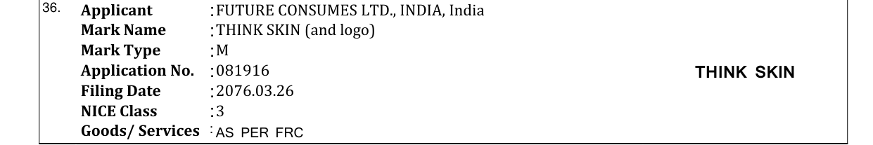Original bulletin entry for THINK SKIN (and logo)