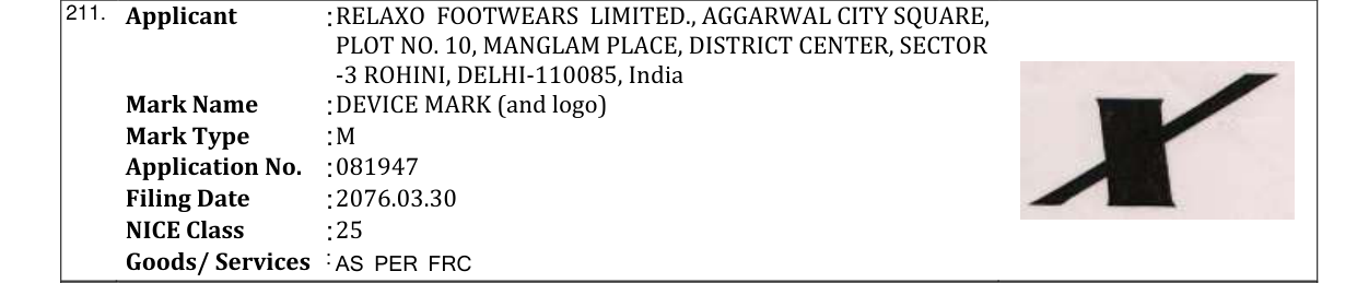 Original bulletin entry for DEVICE MARK (and logo)