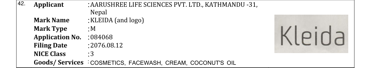 Original bulletin entry for KLEIDA (and logo)