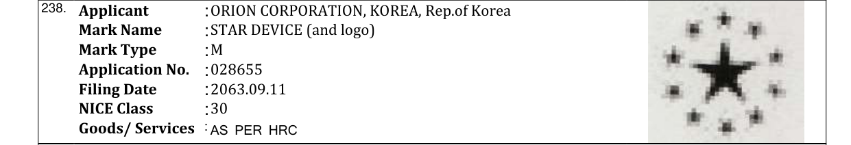 Original bulletin entry for STAR DEVICE (and logo)