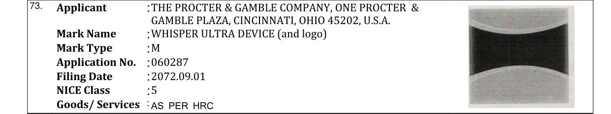 Original bulletin entry for WHISPER ULTRA DEVICE (and logo)