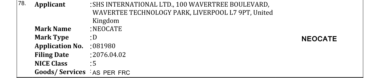 Original bulletin entry for NEOCATE