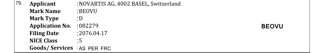 Original bulletin entry for BEOVU