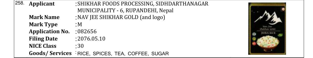 Original bulletin entry for NAV JEE SHIKHAR GOLD (and logo)