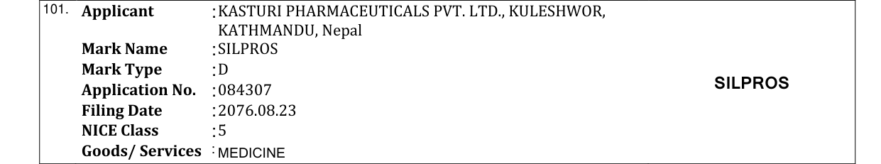 Original bulletin entry for SILPROS