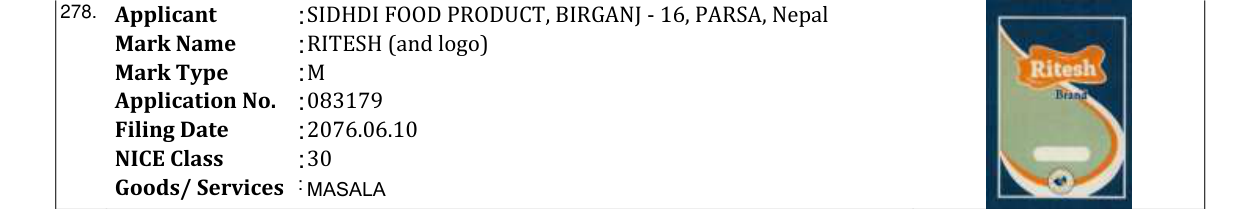 Original bulletin entry for RITESH (and logo)