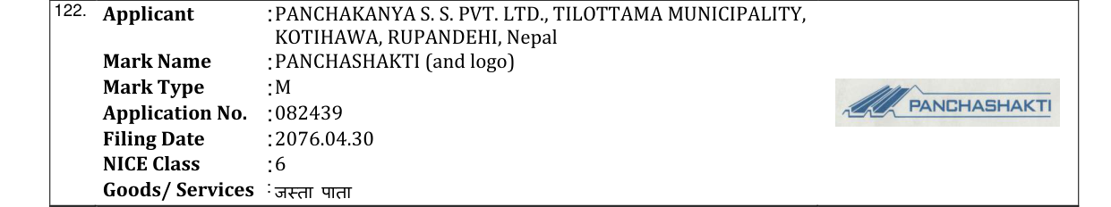 Original bulletin entry for PANCHASHAKTI (and logo)