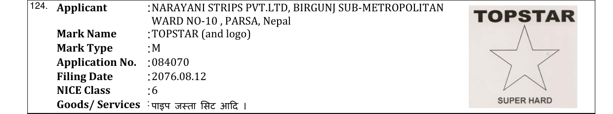 Original bulletin entry for TOPSTAR (and logo)