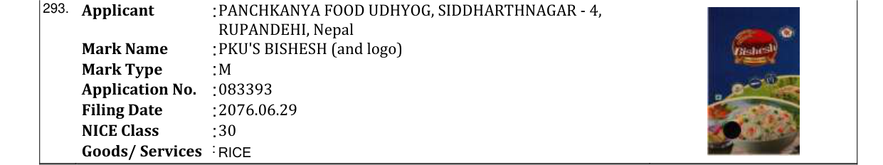 Original bulletin entry for PKU'S BISHESH (and logo)