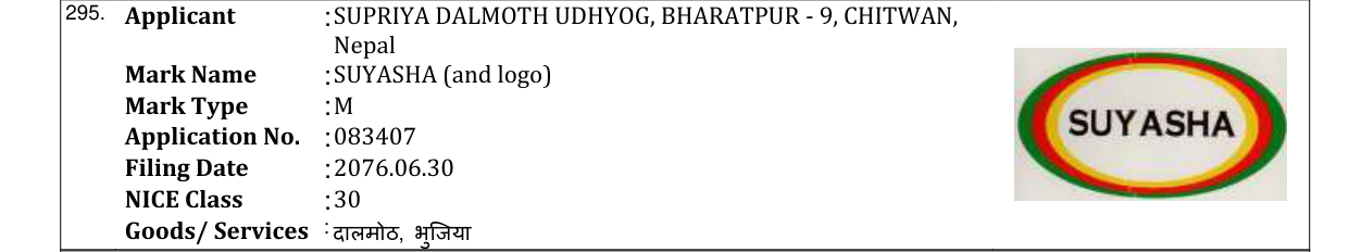 Original bulletin entry for SUYASHA (and logo)