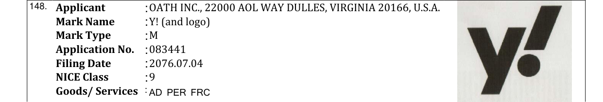 Original bulletin entry for Y! (and logo)