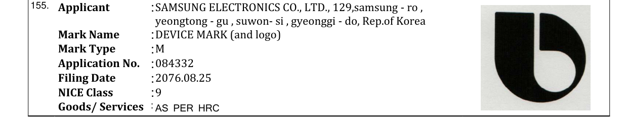 Original bulletin entry for DEVICE MARK (and logo)