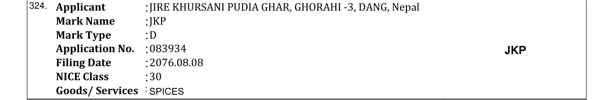 Original bulletin entry for JKP