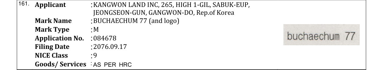 Original bulletin entry for BUCHAECHUM 77 (and logo)