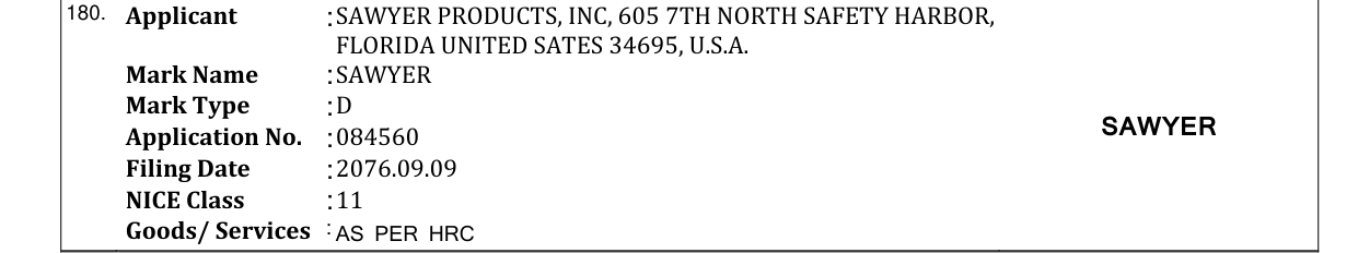 Original bulletin entry for SAWYER